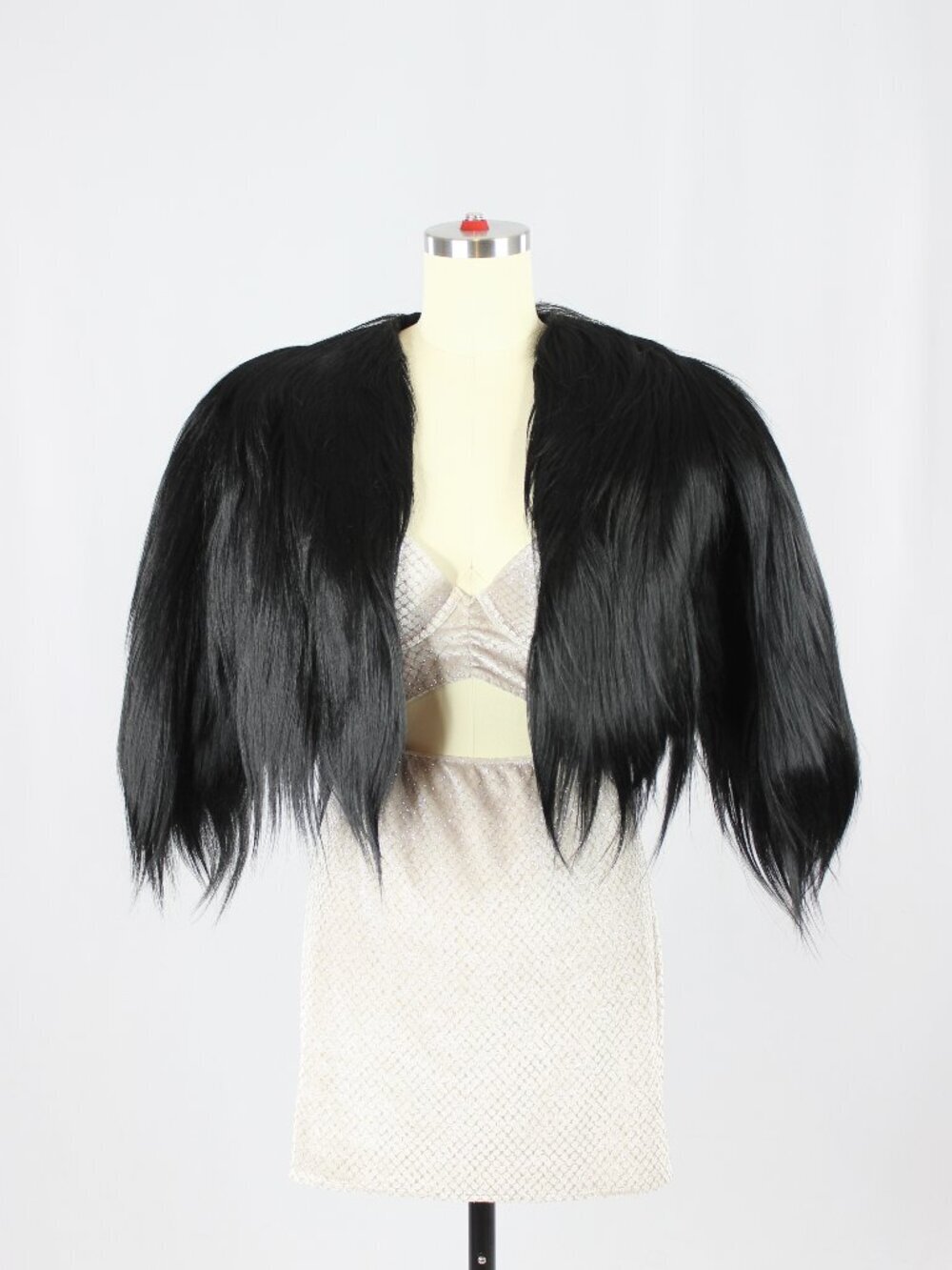 Vintage 40's 50's A.WURM FINE FURS Black Fur Chubby Crop Kate Moss Jacket, XS